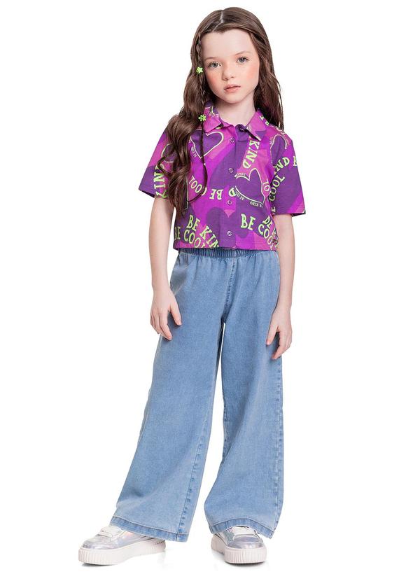 Quimby - Camisa Infantil em Meia Malha Menina Roxo