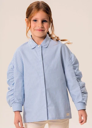 Bugbee - Camisa Infantil em Tecido Listrado Azul - BUGBEE