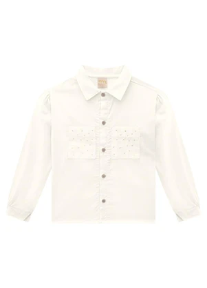 Milli e Nina - Camisa Infantil em Tricoline Bege - MILLI E NINA