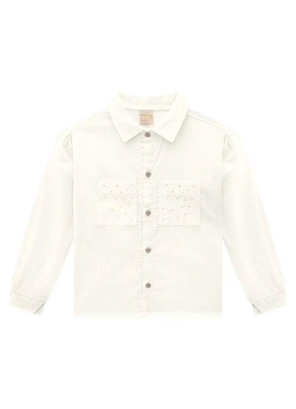 Milli e Nina - Camisa Infantil em Tricoline Bege 2