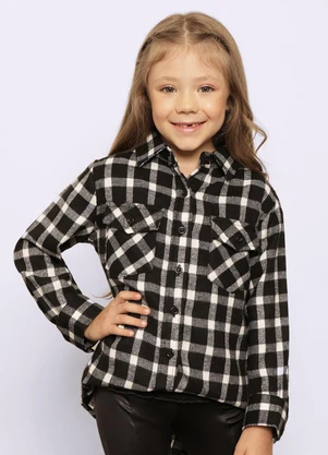 Torra - Camisa Infantil Flanelada Xadrez Preta - TORRA