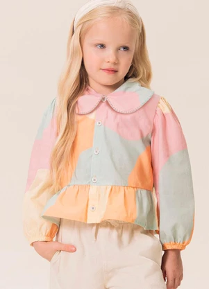 Bugbee - Camisa Infantil Gola Bordada Multicolorido - BUGBEE