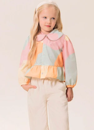 Bugbee - Camisa Infantil Gola Bordada Multicolorido - BUGBEE