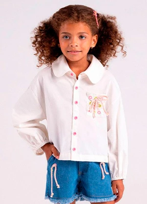 Bugbee - Camisa Infantil Interativa em Tricoline Branco - BUGBEE