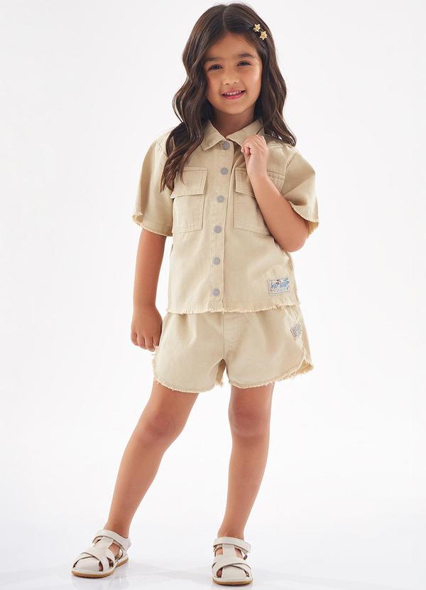 Up Baby - Camisa Infantil Menina em Sarja Marrom 2