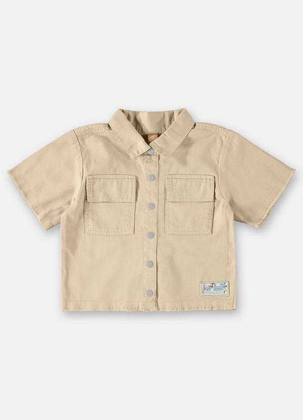 Up Baby - Camisa Infantil Menina em Sarja Marrom 3