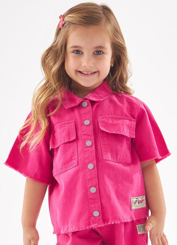 Up Baby - Camisa Infantil Menina em Sarja Rosa