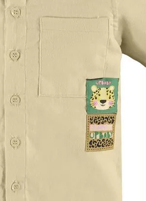 Up Baby - Camisa Infantil Menina em Tecido Bege - UP BABY