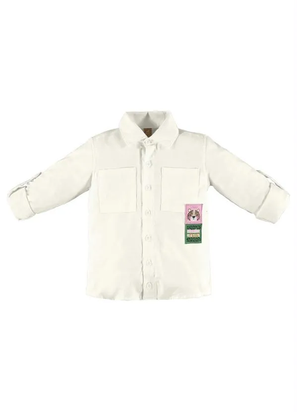 Up Baby - Camisa Infantil Menina em Tecido Branco 4