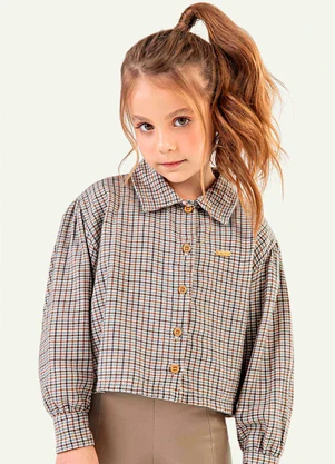 Colorittá - Camisa Infantil Menina Flanela Xadrez Marrom - COLORITTÁ