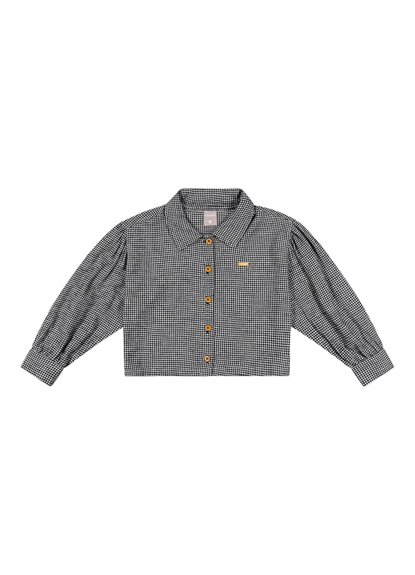 Colorittá - Camisa Infantil Menina Flanela Xadrez Preto