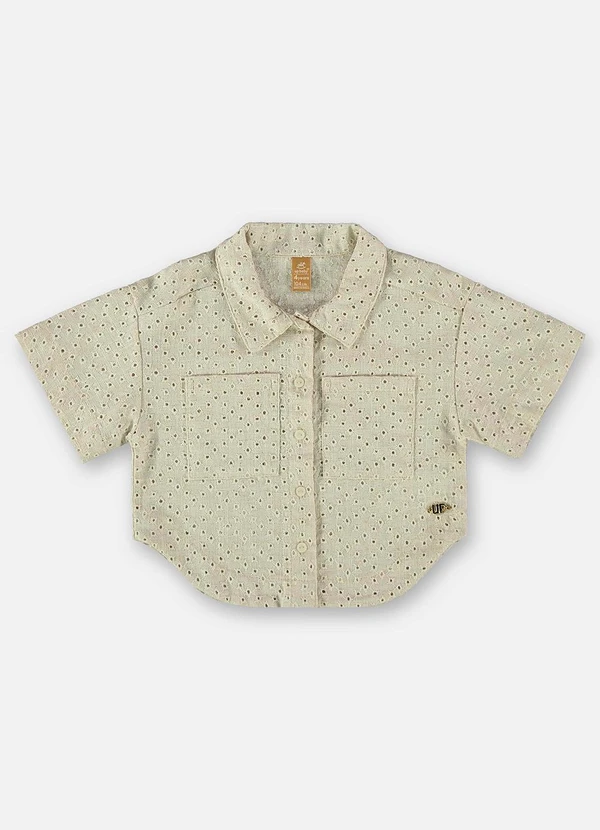 Up Baby - Camisa Infantil para Menina em Laise Bege 3