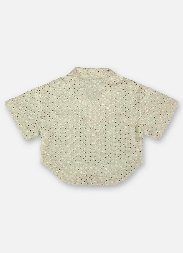 Up Baby - Camisa Infantil para Menina em Laise Bege 4