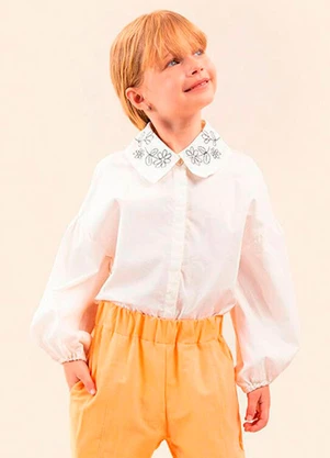 Bugbee - Camisa Infantil Tricoline Branco - BUGBEE