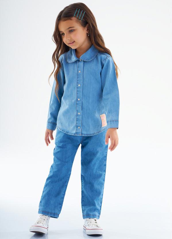 Up Baby - Camisa Jeans Infantil Menina Azul 2