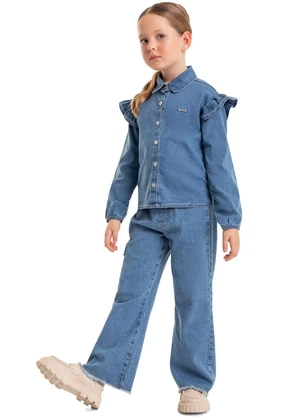 Quimby - Camisa Jeans Infantil Menina Azul - QUIMBY