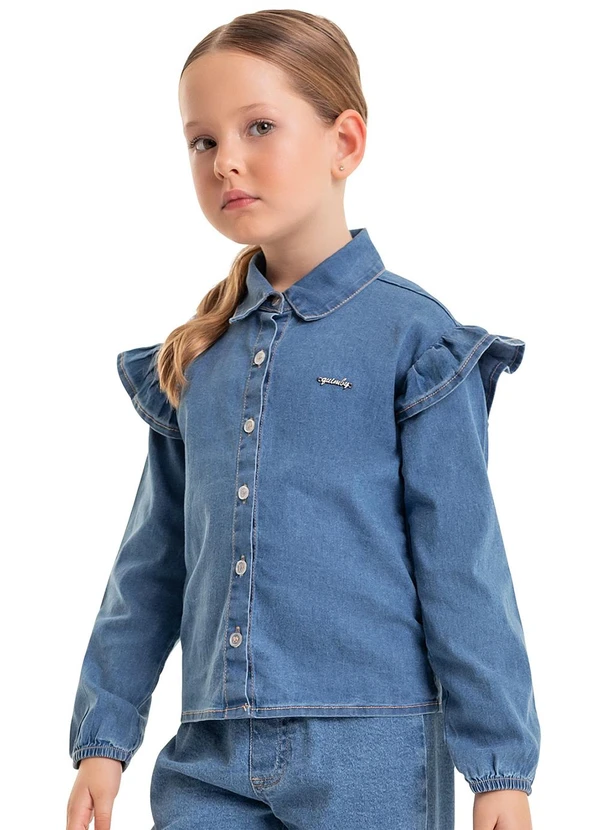 Quimby - Camisa Jeans Infantil Menina Azul