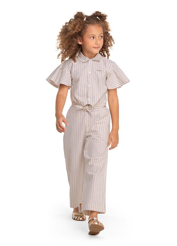 Marisol - Camisa Listrada Manga Curta Infantil Roxo