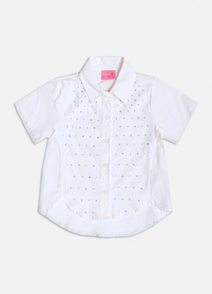 Momi - Camisa Manga Curta com Strass Off White - MOMI