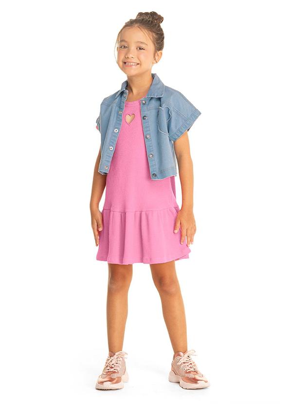 Marisol - Camisa Manga Curta Jeans Infantil Feminina Azul