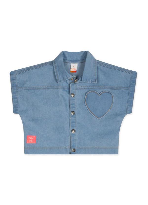 Marisol - Camisa Manga Curta Jeans Infantil Feminina Azul 2