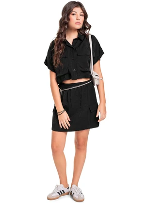 Gloss - Camisa Manga Curta Juvenil Preto - GLOSS