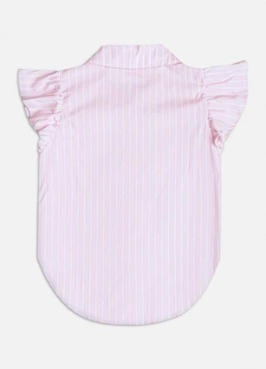 Momi - Camisa Manga Curta Listrada com Strass Rosa - MOMI