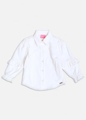 Momi - Camisa Manga Longa com Babado Off White - MOMI