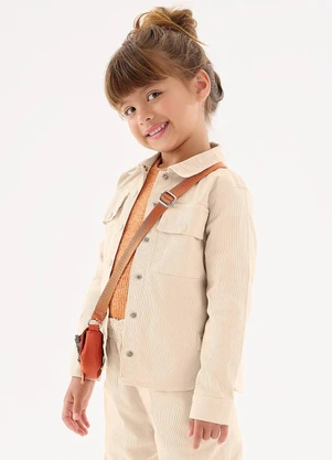 Up Baby - Camisa Manga Longa Infantil Menina Bege - UP BABY