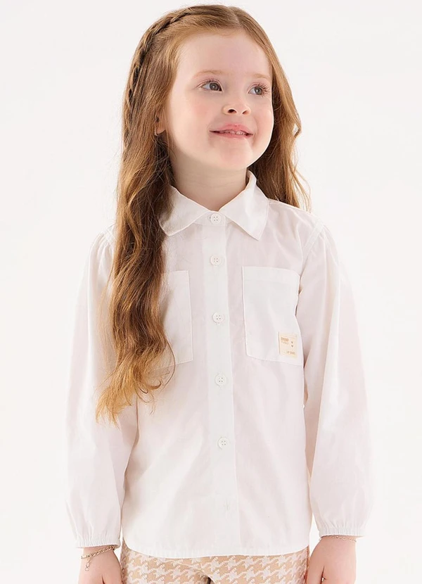 Up Baby - Camisa Manga Longa Infantil Off White