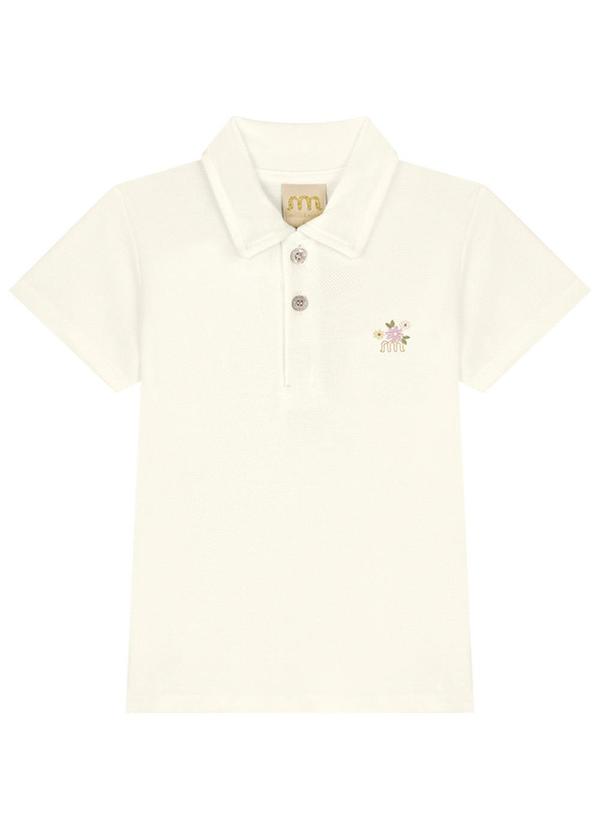 Milli e Nina - Camisa Menina Polo em Piquet Bege