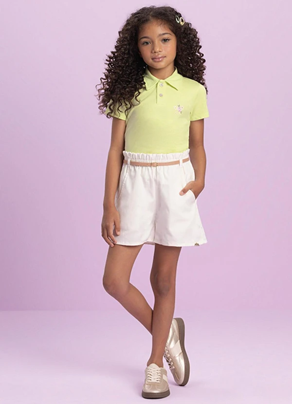 Milli e Nina - Camisa Menina Polo em Piquet Verde 2
