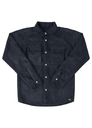 Milli e Nina - Camisa Menina Veludo Cotelê Preto - MILLI E NINA