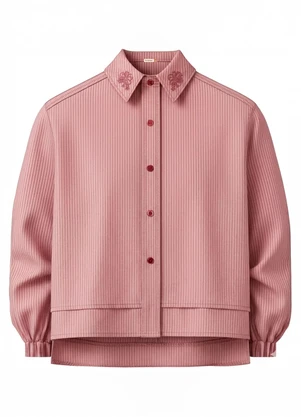 Carinhoso - Camisa Mullet com Bordado Floral Bordô - CARINHOSO