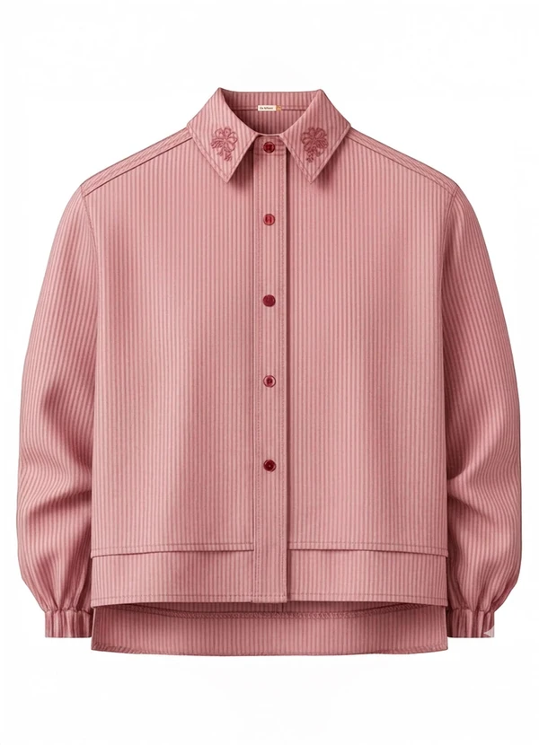 Carinhoso - Camisa Mullet com Bordado Floral Bordô
