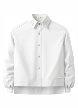 Carinhoso - Camisa Mullet com Bordado Floral Branco - CARINHOSO