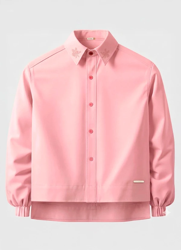 Carinhoso - Camisa Mullet com Bordado Floral Rosa Claro