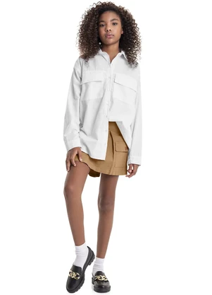 Gloss - Camisa Oversize em Tricoline Juvenil Branco - GLOSS