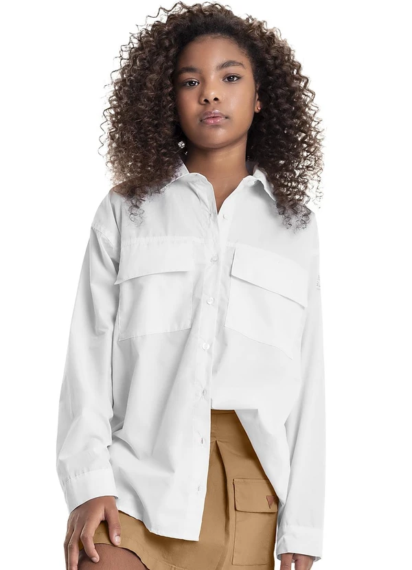 Gloss - Camisa Oversize em Tricoline Juvenil Branco