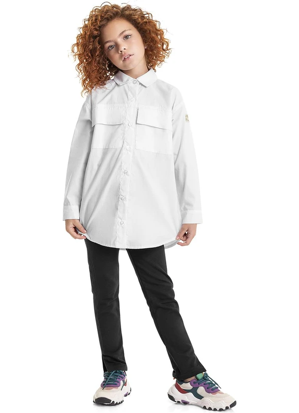 Gloss - Camisa Oversize em Tricoline Juvenil Branco 3