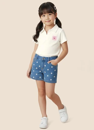 Malwee Kids - Camisa Polo Positive Hearts Off White - MALWEE KIDS
