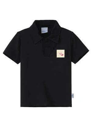 Malwee Kids - Camisa Polo Positive Hearts Preto - MALWEE KIDS