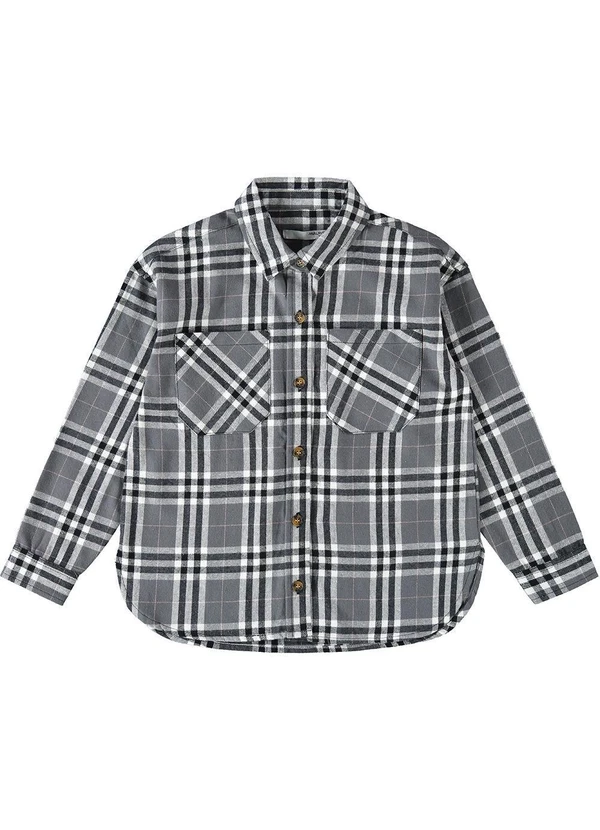 Malwee Kids - Camisa Xadrez Flanelada Menina Preto