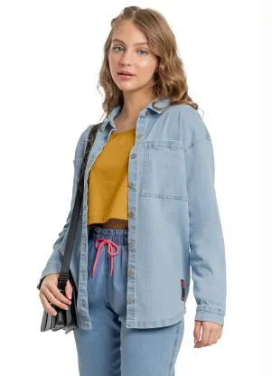 Gloss - Camisão Oversize em Jeans Juvenil Azul - GLOSS