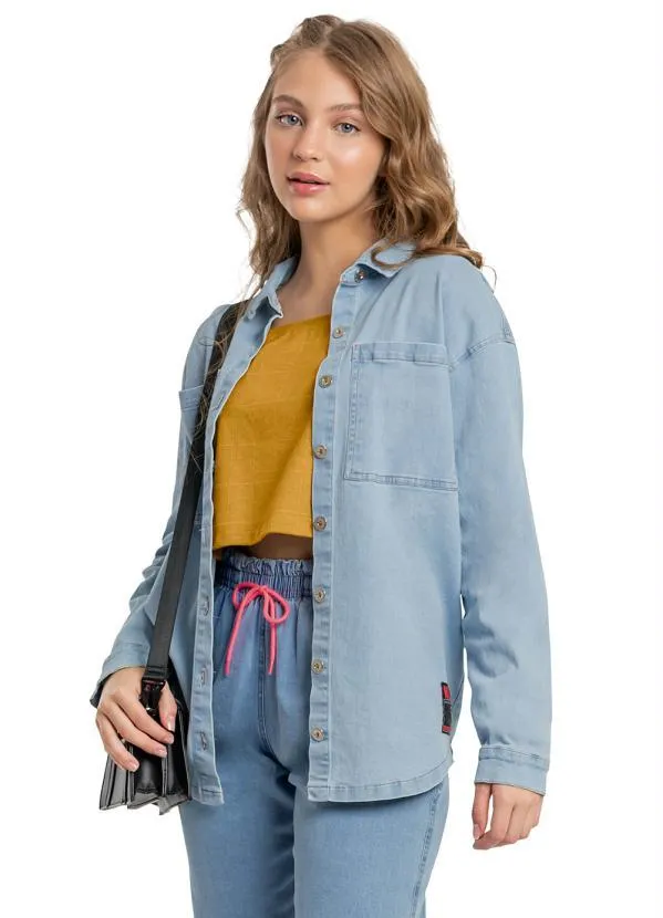 Gloss - Camisão Oversize em Jeans Juvenil Azul
