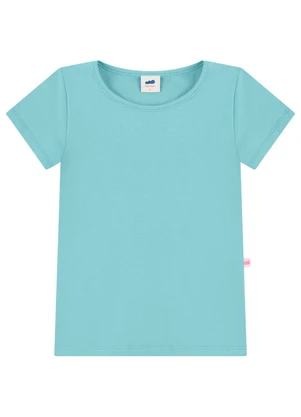 Marlan - Camiseta Infantil Menina em Cotton Penteado Azul - MARLAN