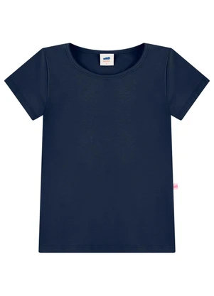 Marlan - Camiseta Infantil Menina em Cotton Penteado Marinh - MARLAN