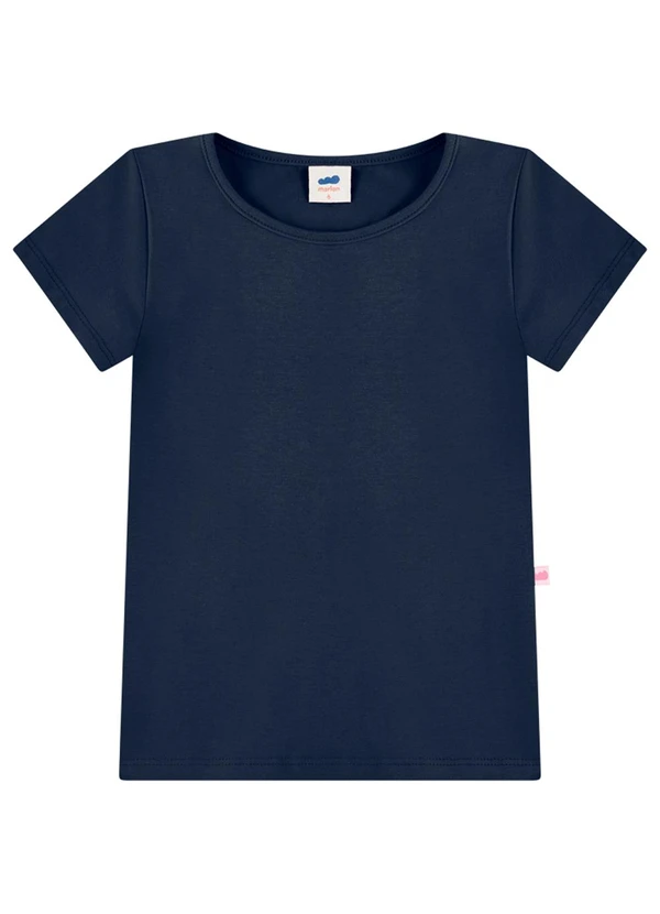 Marlan - Camiseta Infantil Menina em Cotton Penteado Marinh