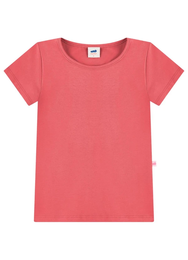 Marlan - Camiseta Infantil Menina em Cotton Penteado Rosa