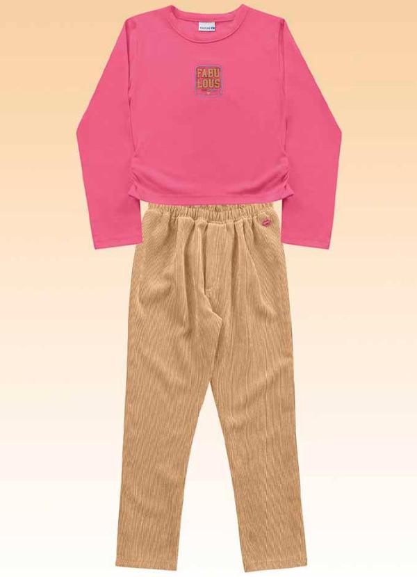 Fakini Kids - Conjunto Blusa e Calça Rosa